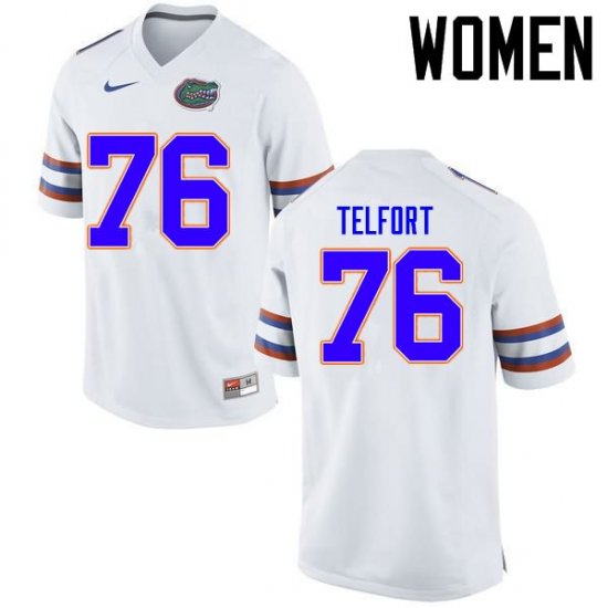 Women's Florida Gators #76 Kadeem Telfort NCAA Nike White Authentic Stitched College Football Jersey PSK4562KW